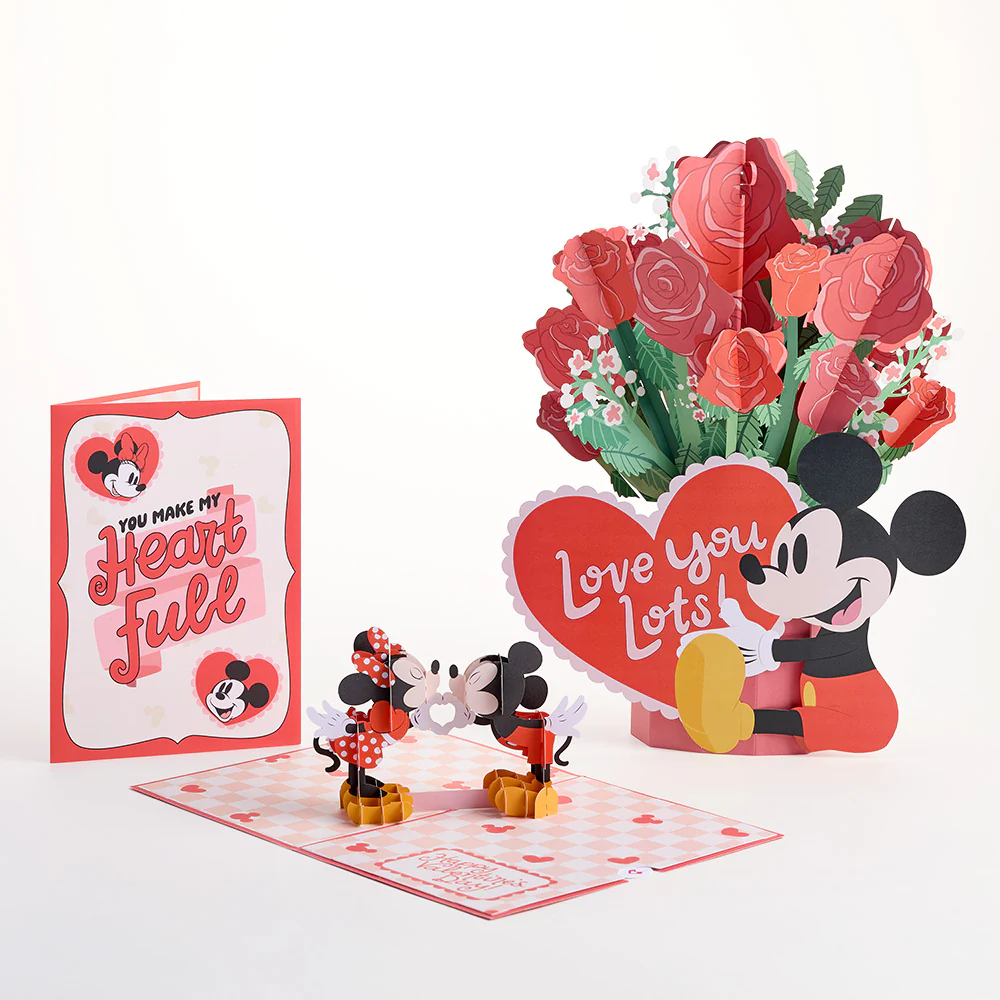 Disney’s Mickey Mouse Love You Lots Pop-Up Card & Flower Buds Bouquet Bundle