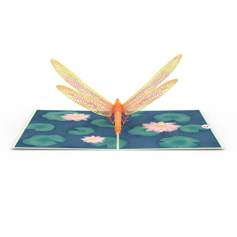 Dragonfly on Water Lily Pop-Up Card - Image 3
