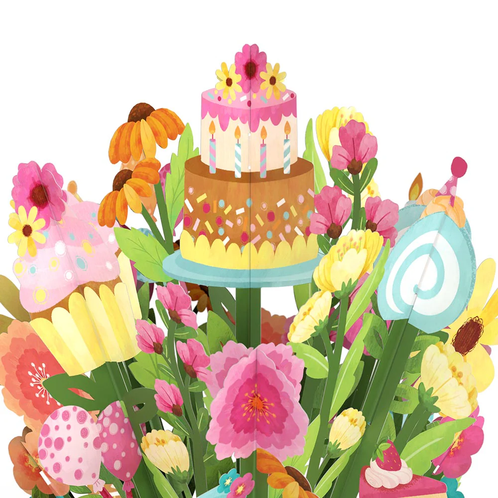 'Eat Cake and Celebrate' Birthday Plushpop Card and Bouquet Bundle - Image 7