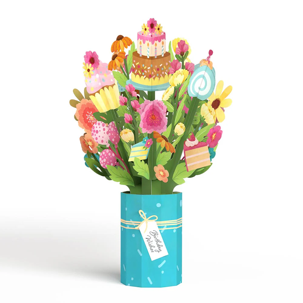 'Eat Cake and Celebrate' Birthday Plushpop Card and Bouquet Bundle - Image 9