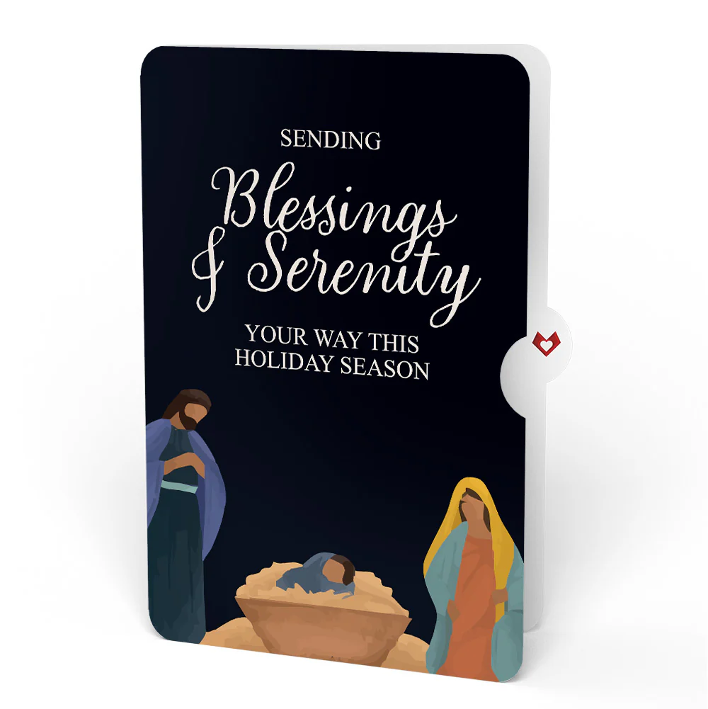 Elegant Nativity Christmas Pop-Up Card and Blessings & Serenity Sentiment Set - Image 4