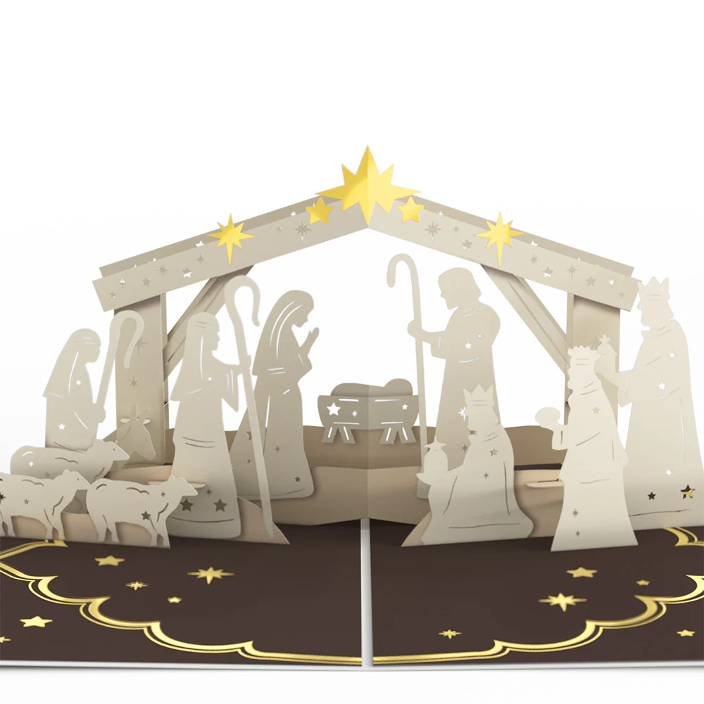 Elegant Nativity Christmas Pop-Up Card and Sentiment Set for Daughter - Image 3