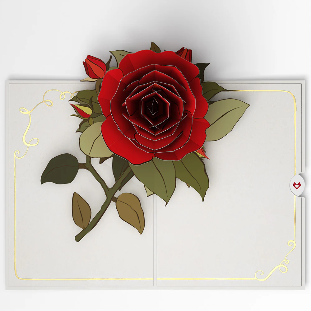 Elegant Red Rose Pop-Up Card - Image 3