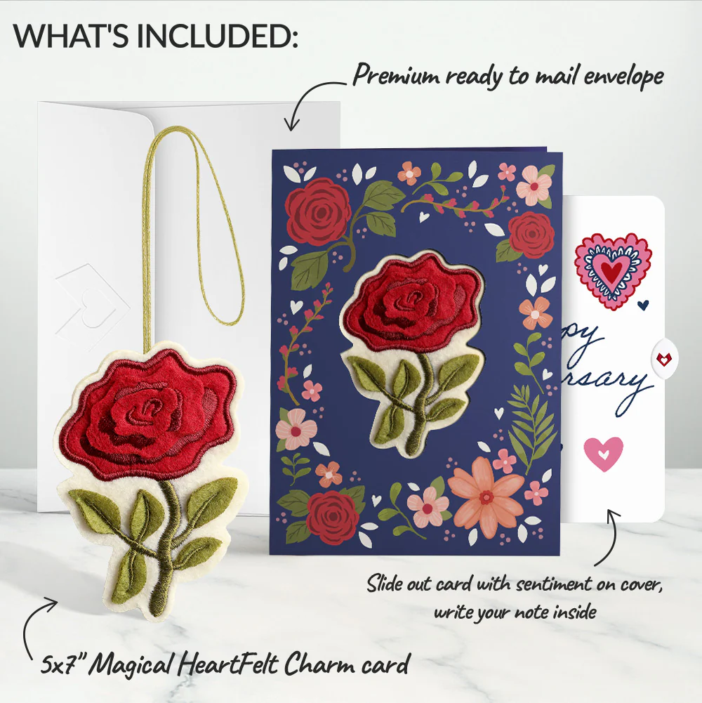 Everlasting Rose Anniversary HeartFelt Charm Card™ and Sentiment Set - Image 2