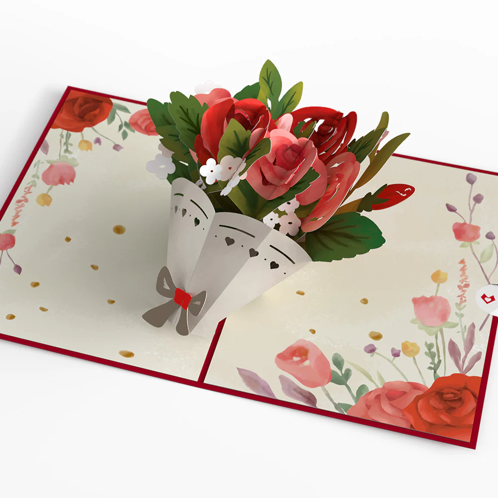 Everlasting Roses Bouquet Pop-Up Card - Image 3