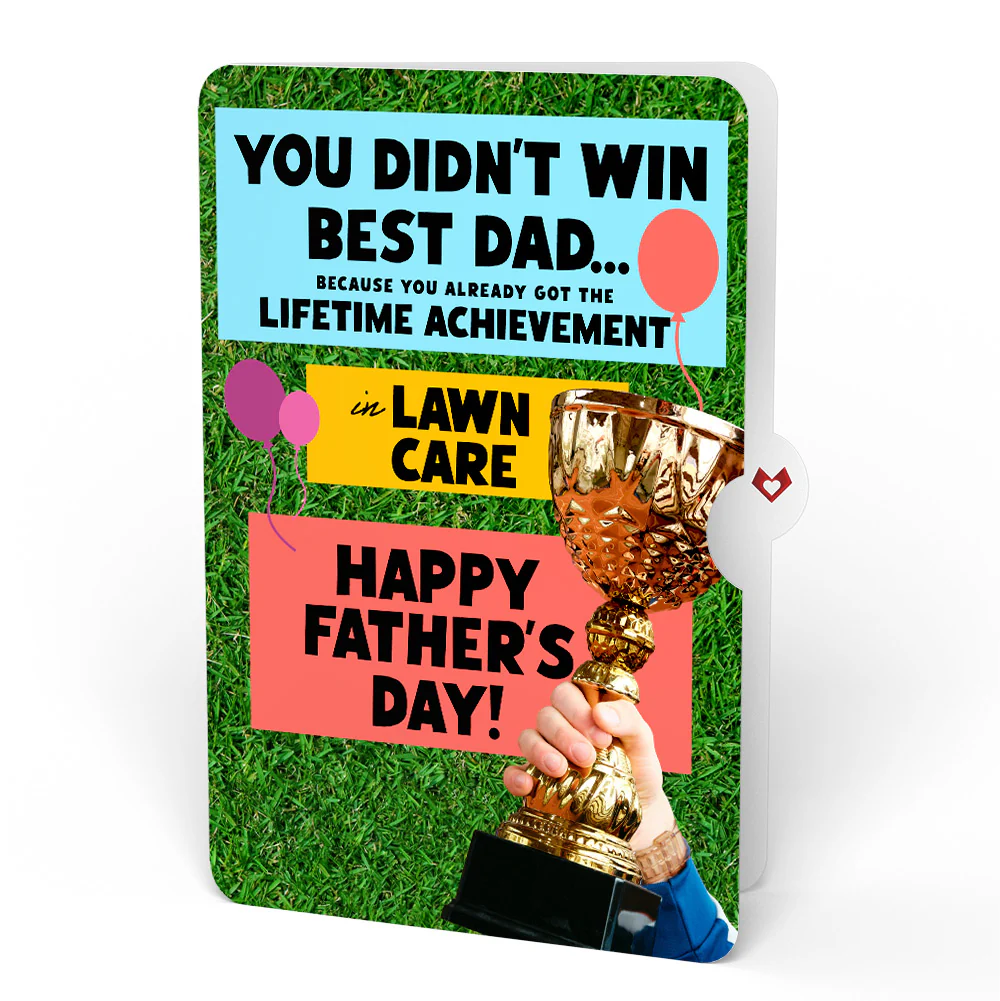 Excavator Father's Day Pop-Up Card and Trophy Lawn Care Sentiment Set - Image 4