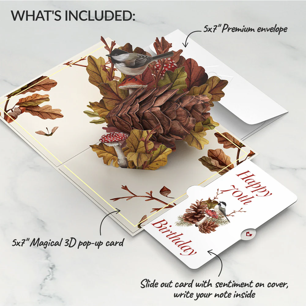 Fall Forest Floor 70th Birthday Pop-Up Card and Sentiment Set - Image 2