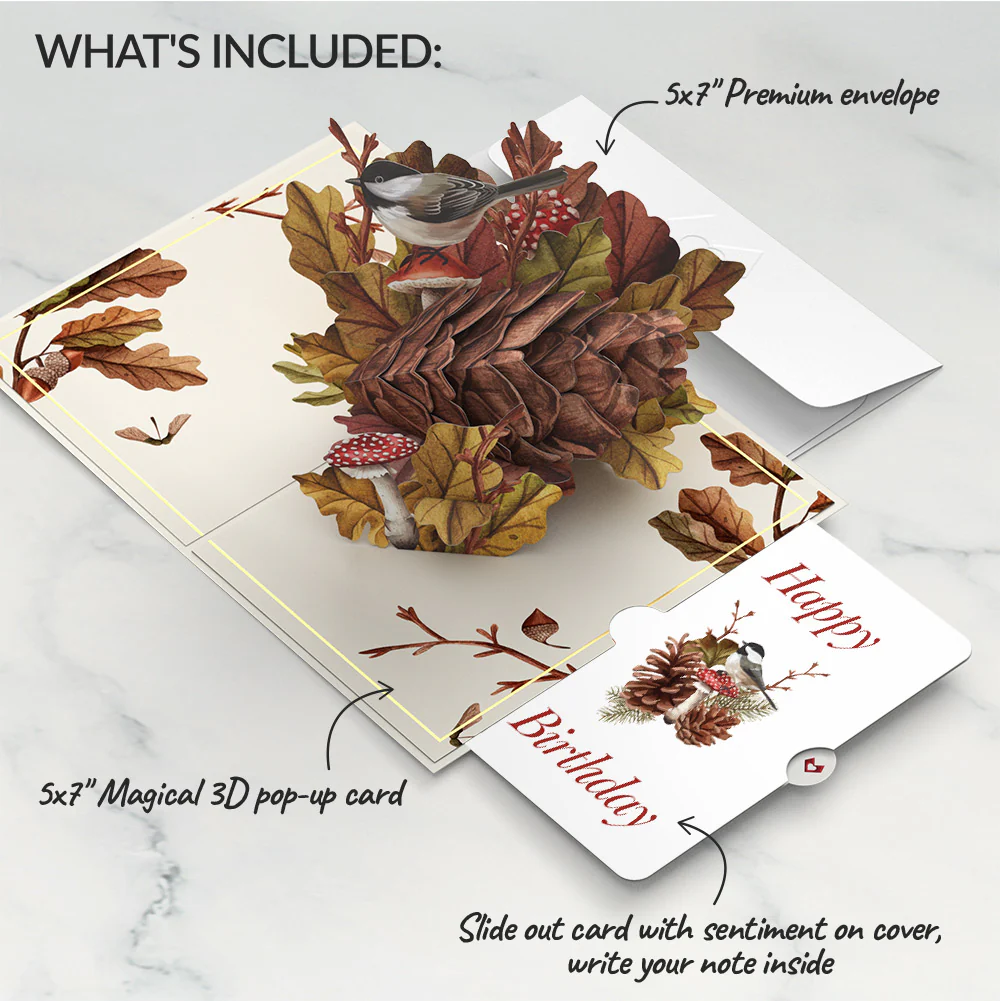 Fall Forest Floor Birthday Pop-Up Card and Sentiment Set - Image 2