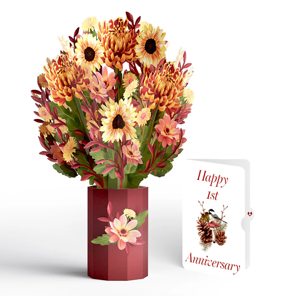 Fall Sunshine 1st Anniversary Bouquet and Sentiment Set