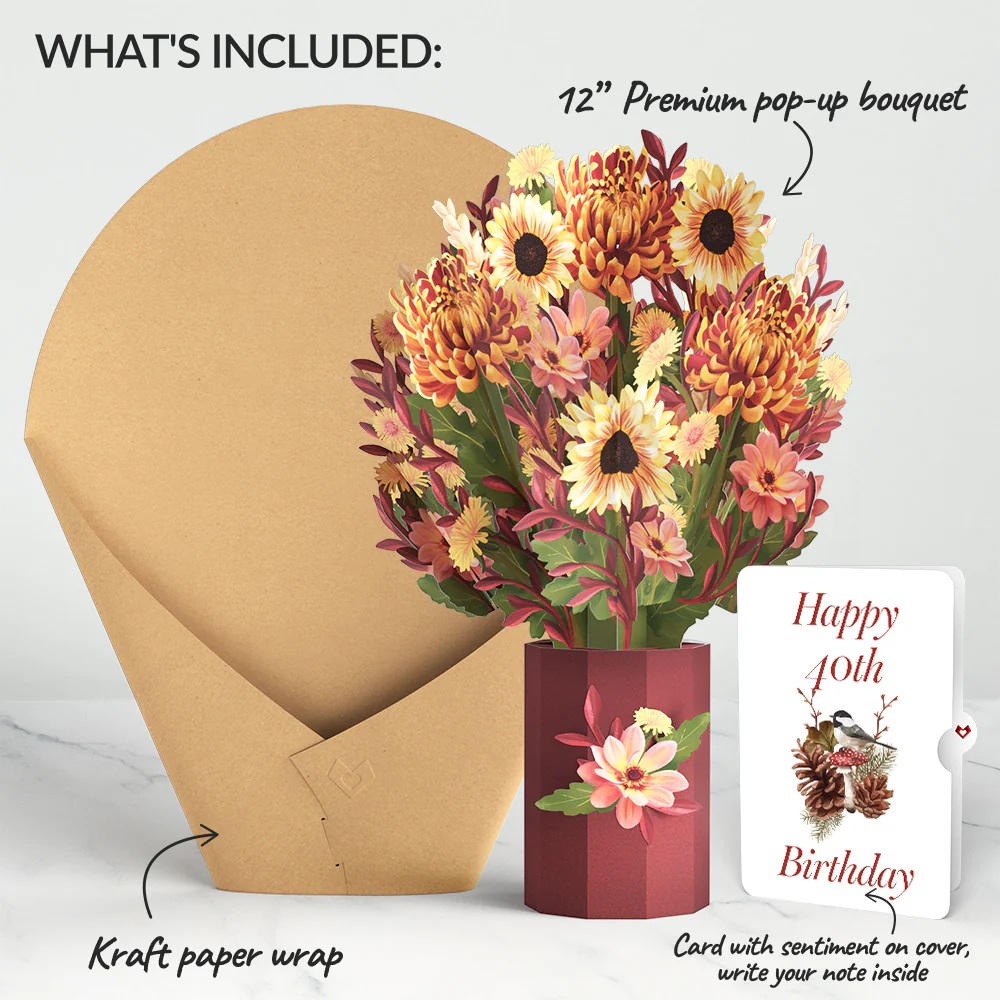 Fall Sunshine 40th Birthday Bouquet and Sentiment Set - Image 2