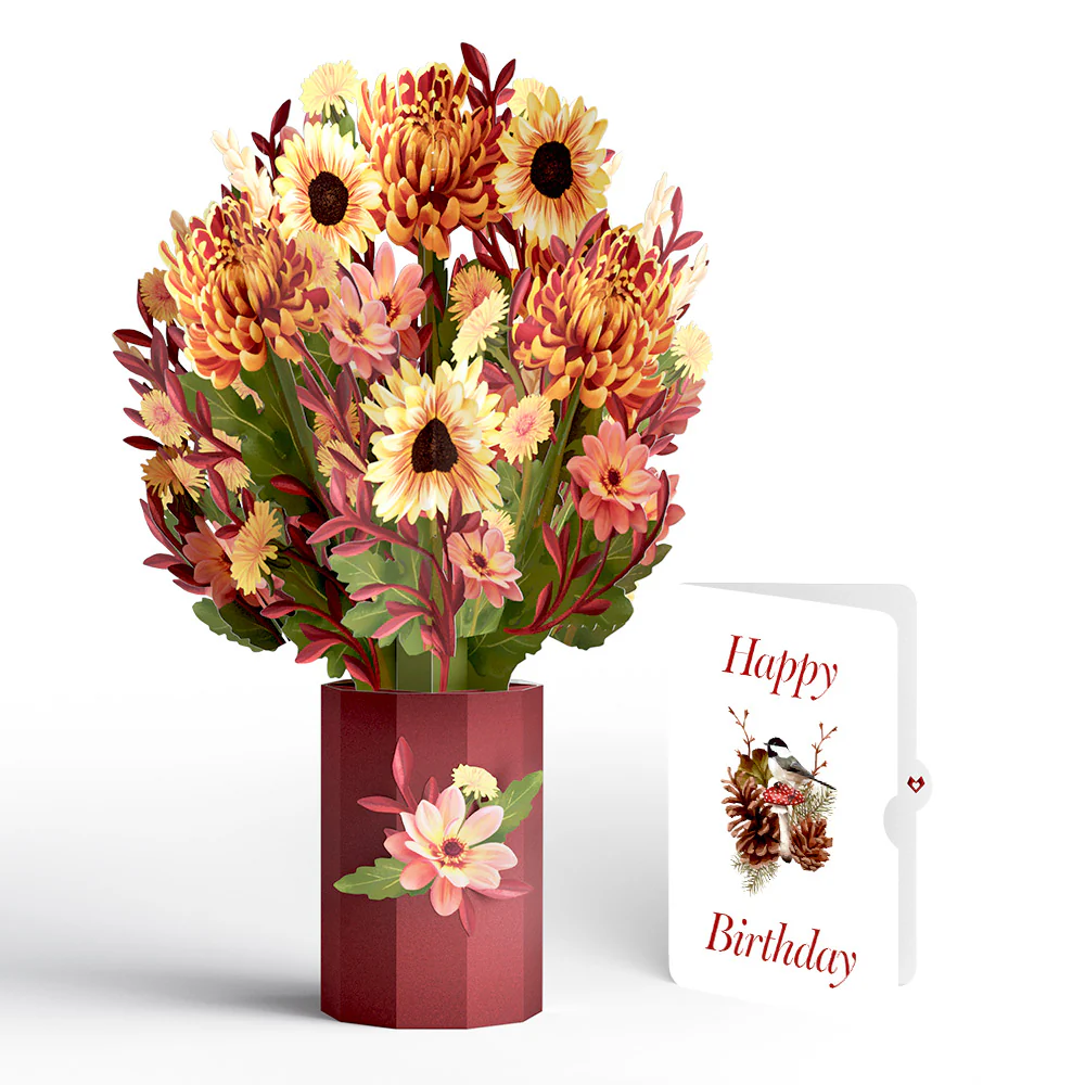 Fall Sunshine Birthday Bouquet and Forest Floor Sentiment Set