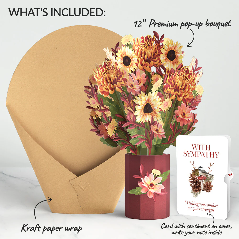 Fall Sunshine Sympathy Bouquet and Sentiment Set - Image 2