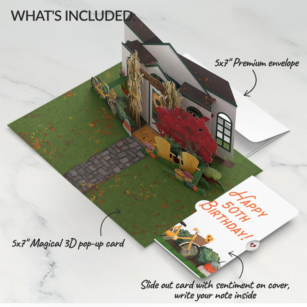 Fall Welcome 50th Birthday Pop-Up Card and Sentiment Set - Image 2