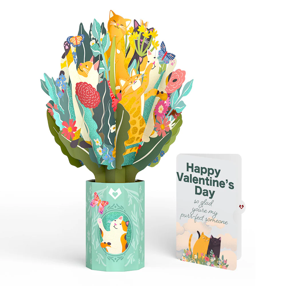Feline Fancy Valentine Glitter Bouquet and Sentiment Set