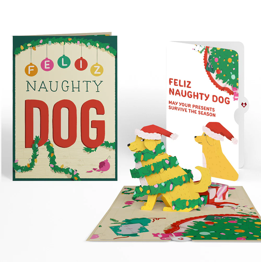 Feliz Naughty Dog Christmas Pop-Up Card and Sentiment Set