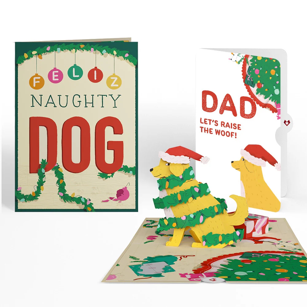 Feliz Naughty Dog Christmas Pop-Up Card and Sentiment Set for Dad