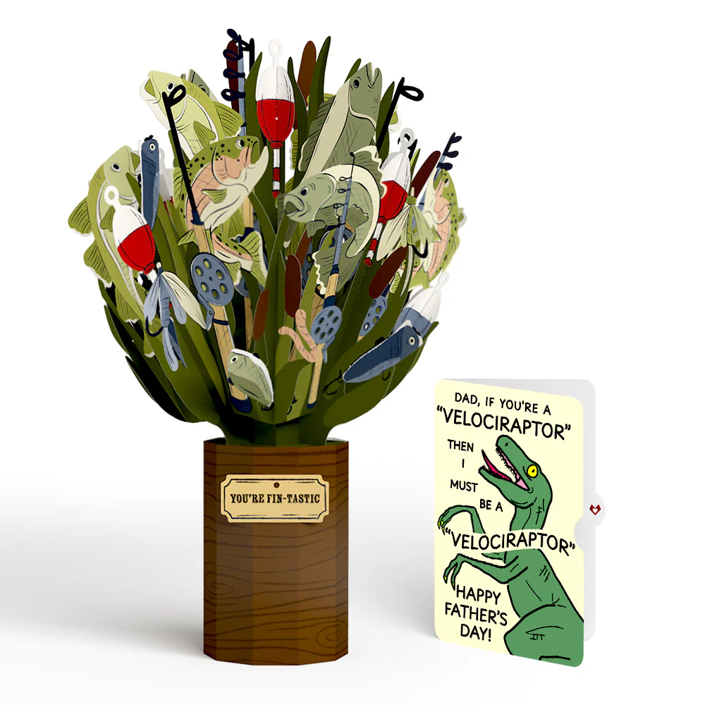 Fin-tastic Fish Father's Day Bouquet and Velociraptor Sentiment Set