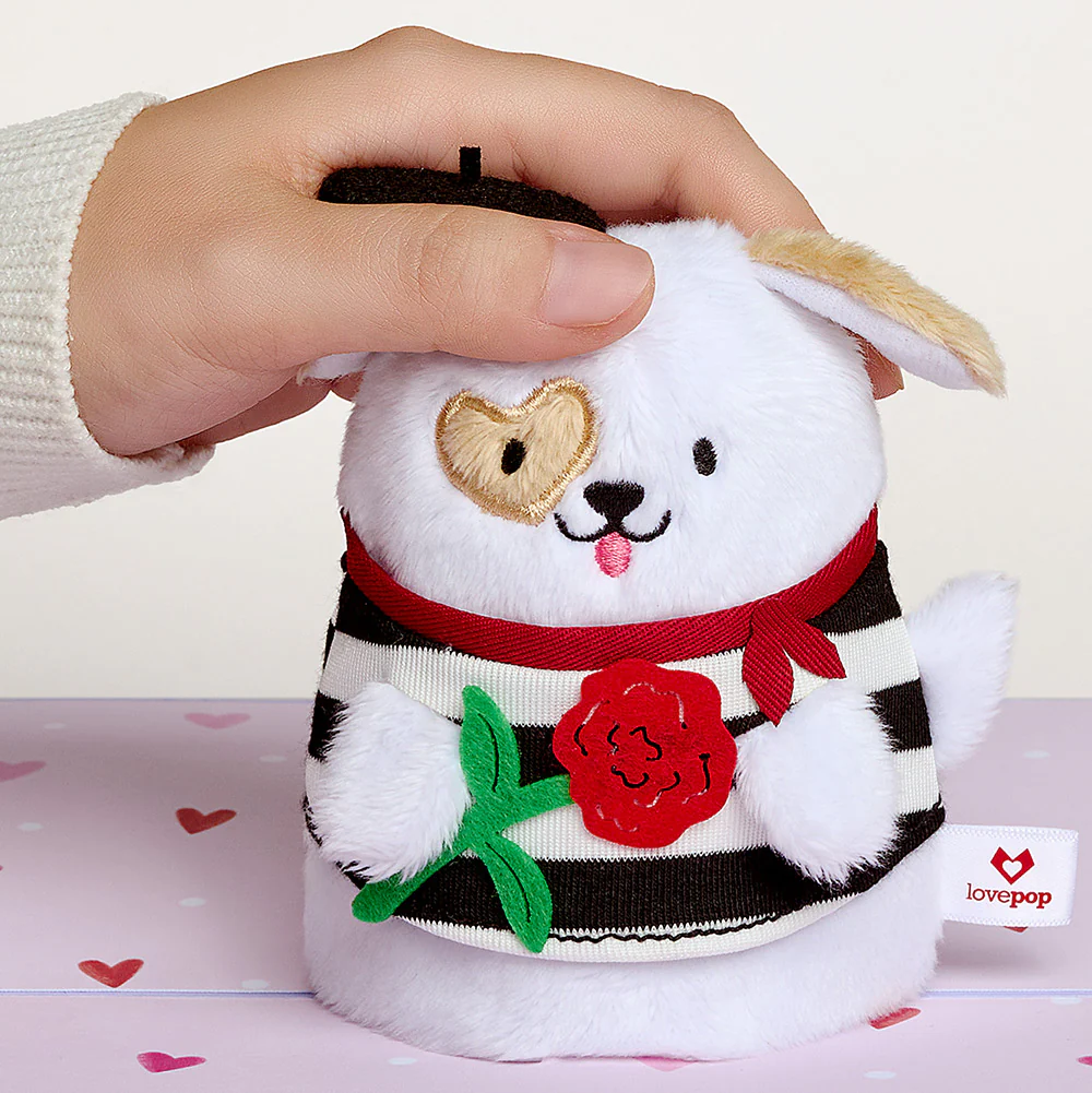 French Love Dog Valentine Plushpop Card and Sentiment Set for Best friend - Image 3