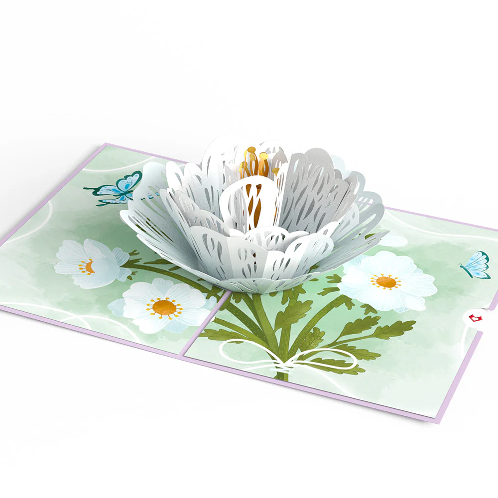 Frilly White Poppy Pop-Up Card - Image 3