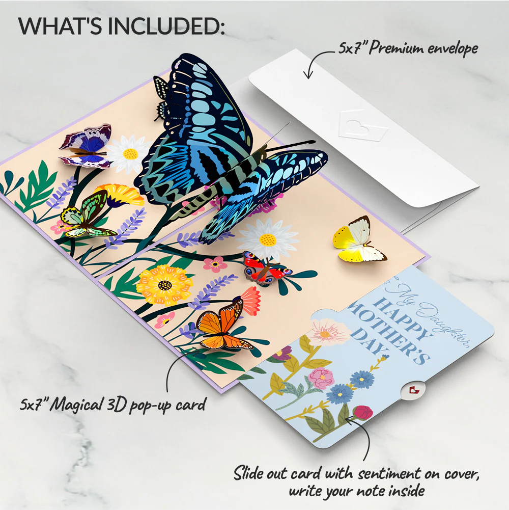 Garden Butterflies Mother's Day Pop-Up Card and Sentiment Set for Daughter - Image 2
