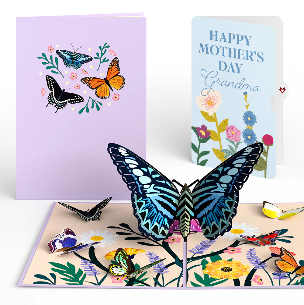 Garden Butterflies Mother's Day Pop-Up Card and Sentiment Set for Grandma