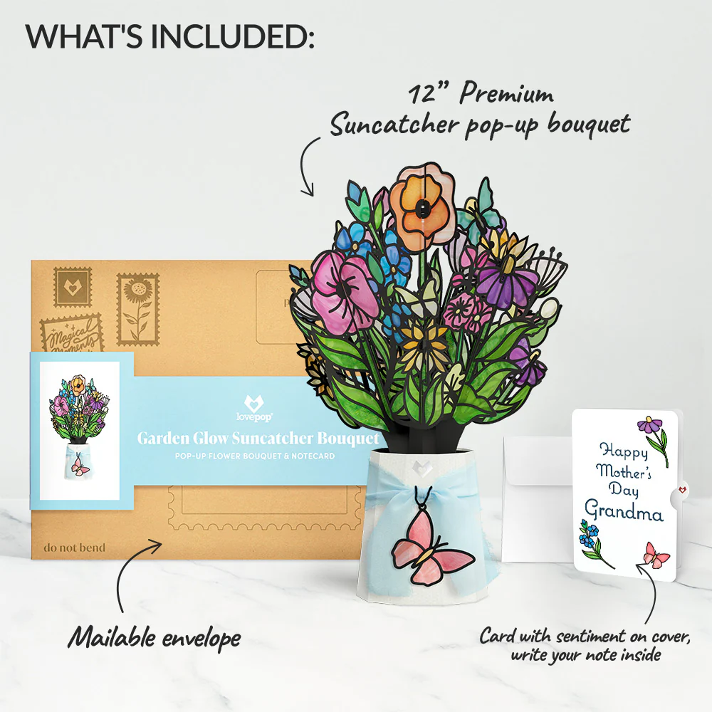 Garden Glow Mother’s Day Suncatcher Bouquet and Sentiment Set for Grandmother - Image 2