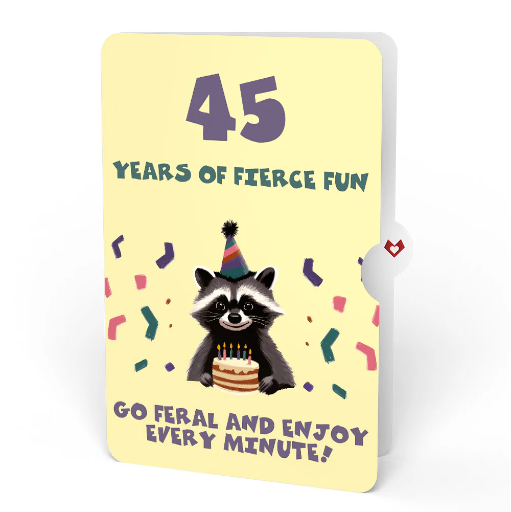 Go Feral Raccoon 45th Birthday Pop-Up Card and Sentiment Set - Image 4
