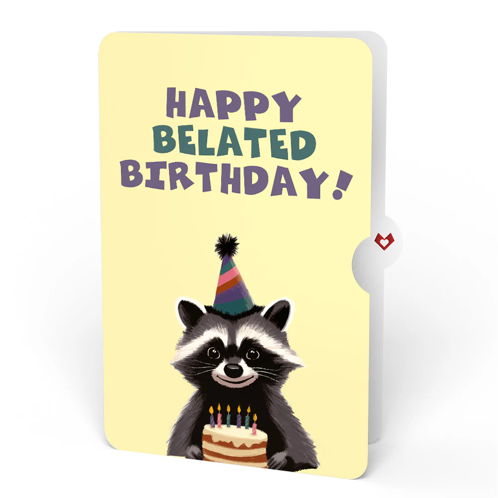 Go Feral Raccoon Belated Birthday Pop-Up Card and Sentiment Set - Image 4