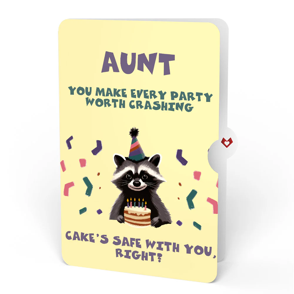 Go Feral Raccoon Birthday Pop-Up Card and Sentiment Set for Aunt - Image 4