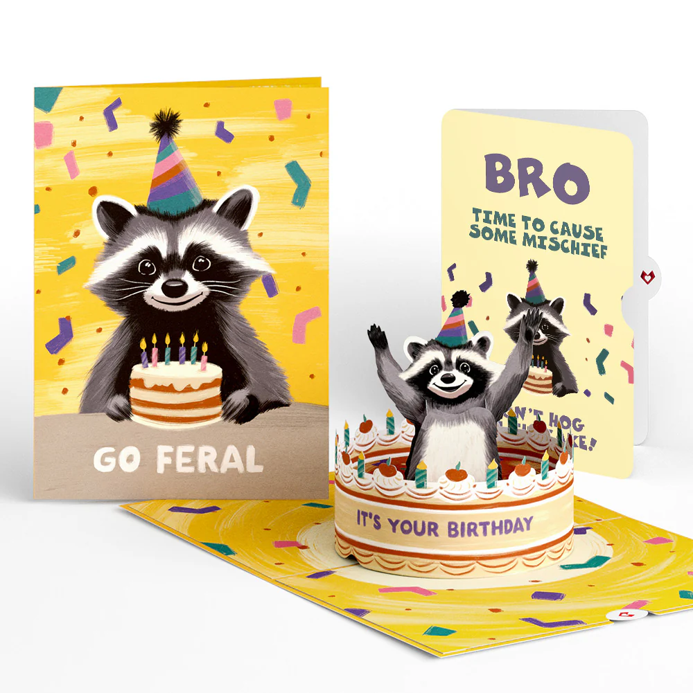 Go Feral Raccoon Birthday Pop-Up Card and Sentiment Set for Brother