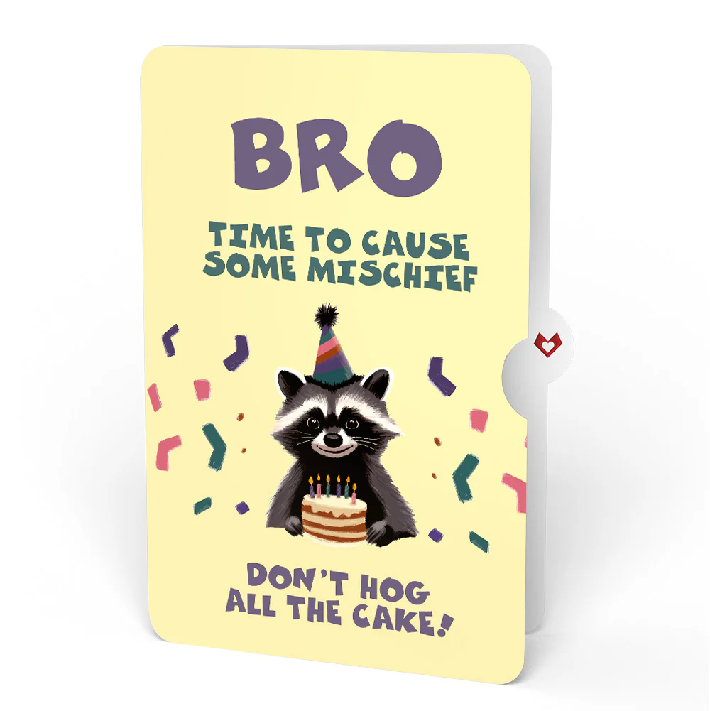 Go Feral Raccoon Birthday Pop-Up Card and Sentiment Set for Brother - Image 4