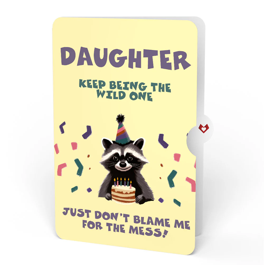 Go Feral Raccoon Birthday Pop-Up Card and Sentiment Set for Daughter - Image 4