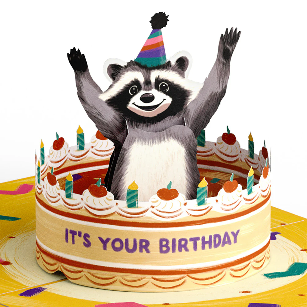 Go Feral Raccoon Birthday Pop-Up Card and Sentiment Set for Friend - Image 3