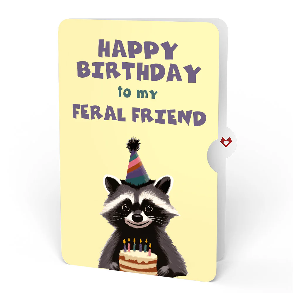 Go Feral Raccoon Birthday Pop-Up Card and Sentiment Set for Friend - Image 4