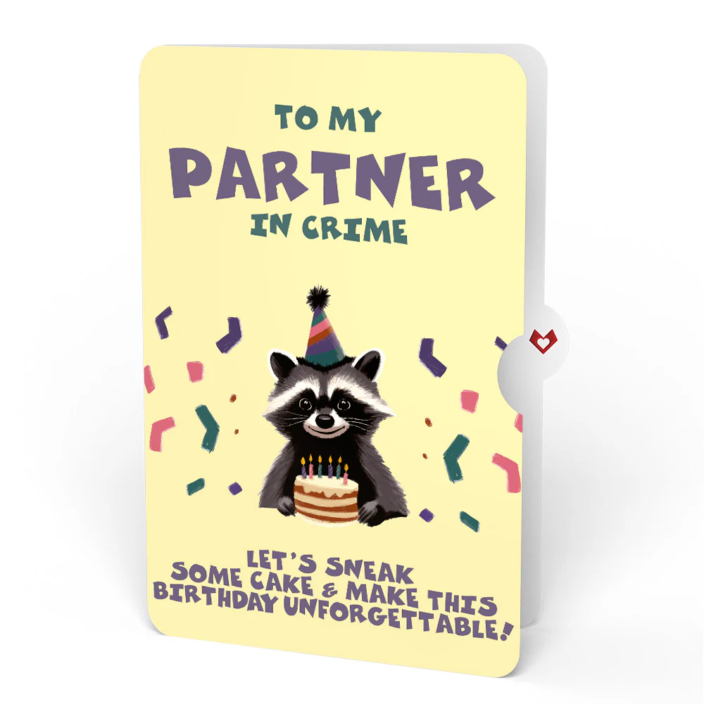Go Feral Raccoon Birthday Pop-Up Card and Sentiment Set for Partner - Image 4