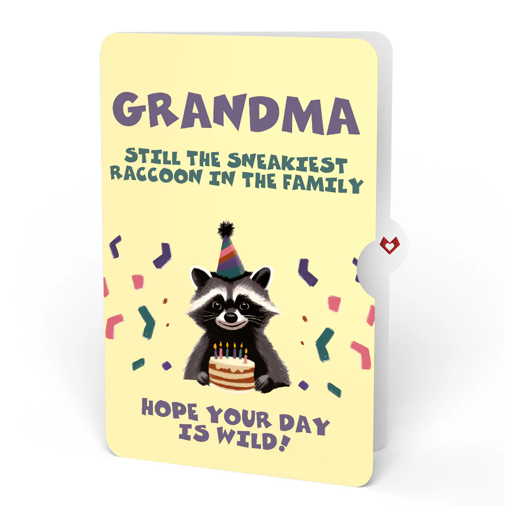 Go Feral Raccoon Birthday Pop-Up Card and Sentiment Set for Grandmother - Image 4