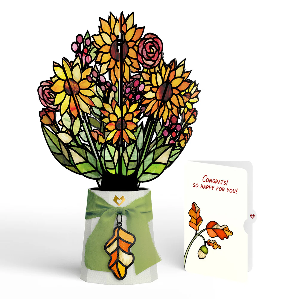 Golden Hour Sunflower Congratulations Suncatcher Bouquet and Sentiment Set