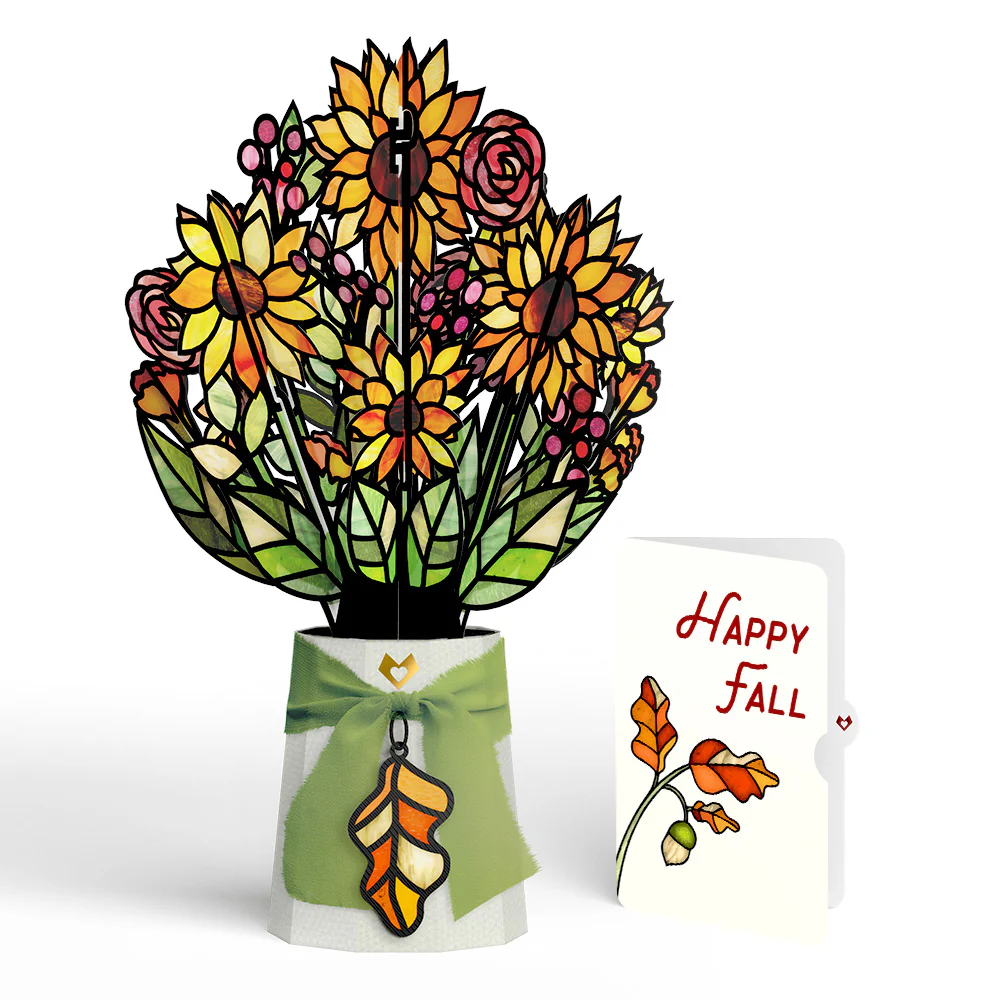 Golden Hour Sunflower Fall Suncatcher Bouquet and Sentiment Set
