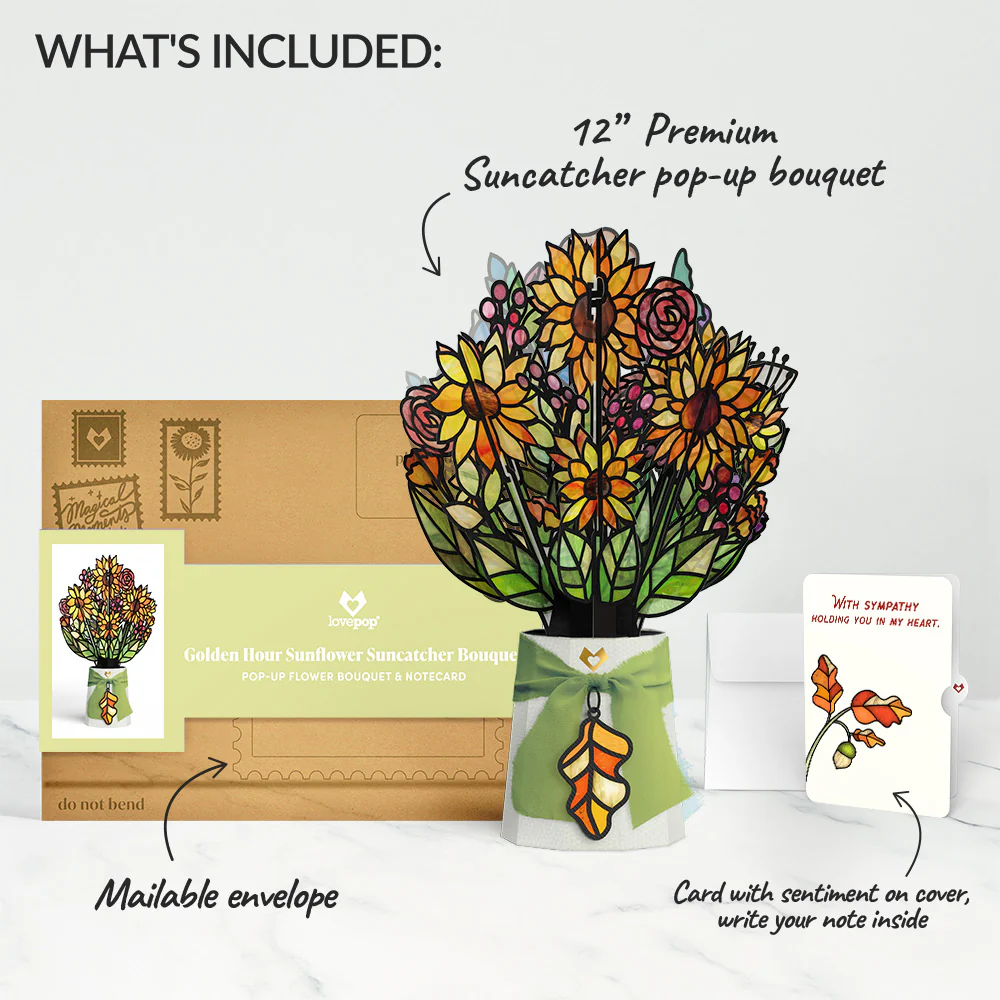 Golden Hour Sunflower Sympathy Suncatcher Bouquet and Sentiment Set - Image 2