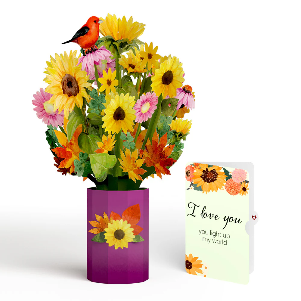 Golden Sunflower Love Bouquet and Sentiment Set