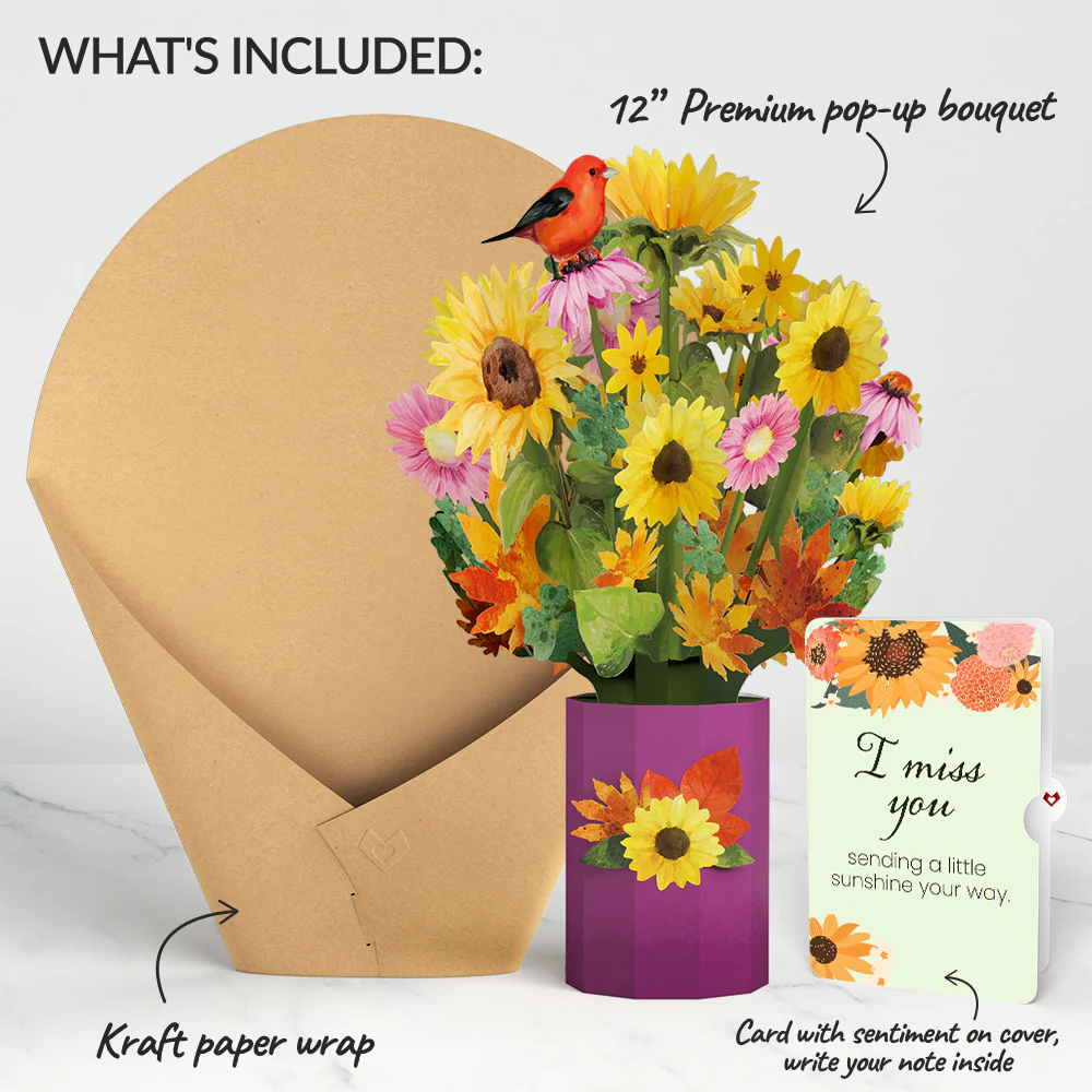 Golden Sunflower Miss You Bouquet and Sentiment Set - Image 2
