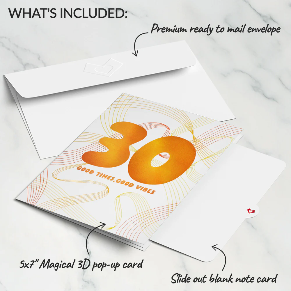 Good Times, Good Vibes 30th Birthday Pop-Up Card - Image 5
