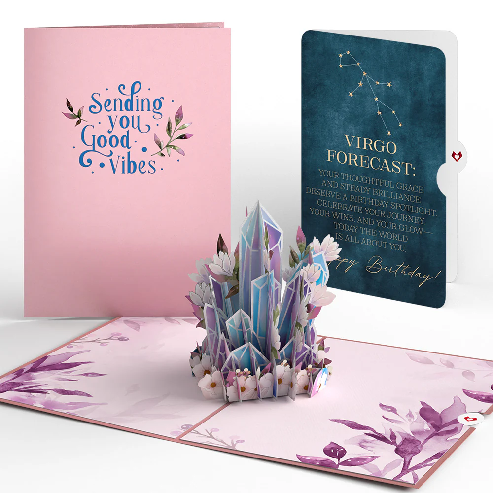 Good Vibes Crystals Birthday Pop-Up Card and Virgo Zodiac Sentiment Set