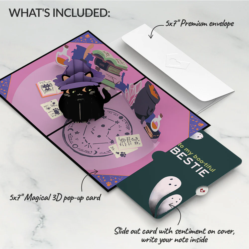 Halloween Cat Classic Pop-Up Card and Sentiment Set for Bestie - Image 2