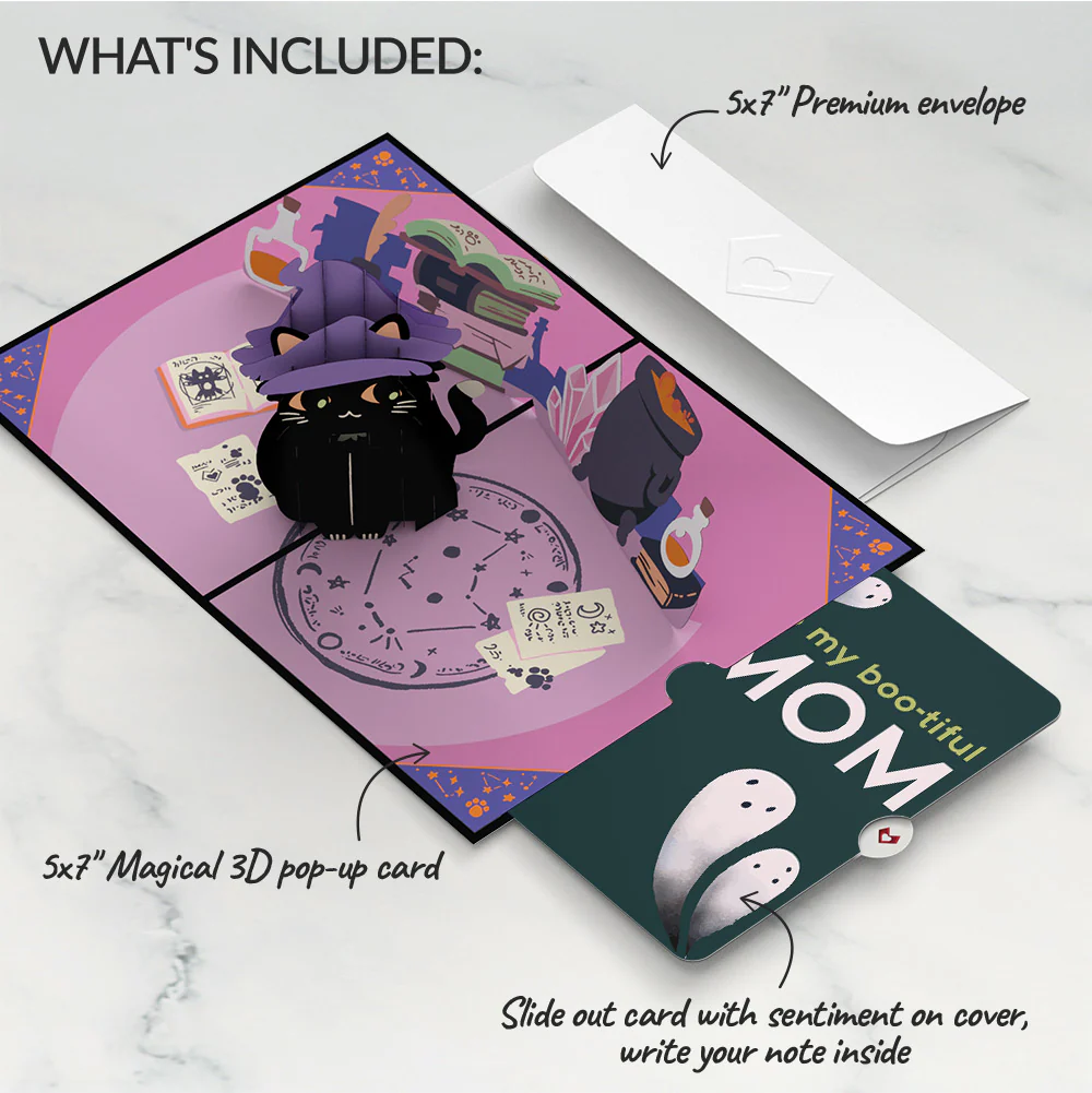 Halloween Cat Classic Pop-Up Card and Sentiment Set for Mom - Image 2