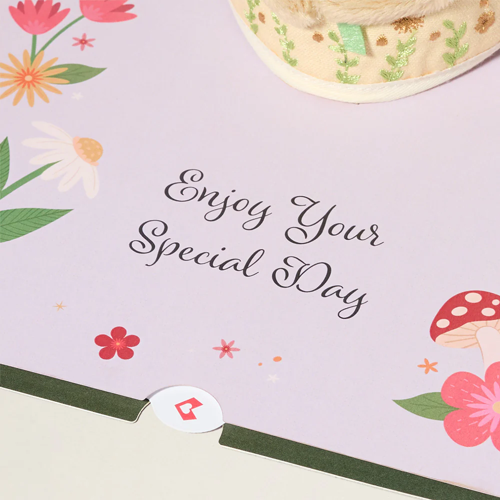 'Happiest Birthday Wishes' Floral Field Mouse Plushpop Card - Image 3