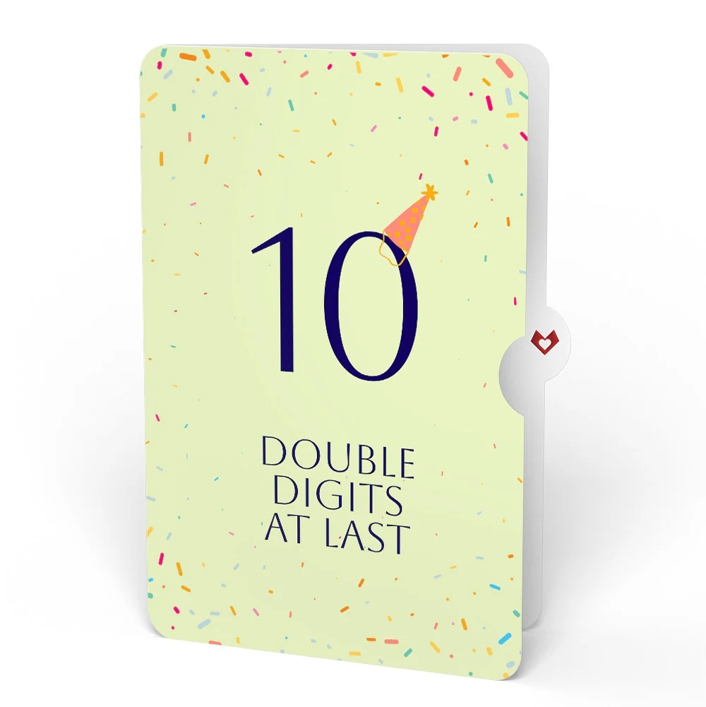 Happy 10th Birthday Confetti Cake Music and Lights Pop-Up Card and Party Hat Sentiment Set - Image 4