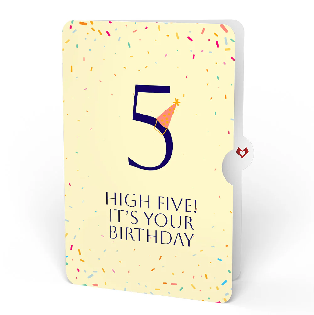 Happy 5th Birthday Confetti Cake Music and Lights Pop-Up Card and Party Hat Sentiment Set - Image 4