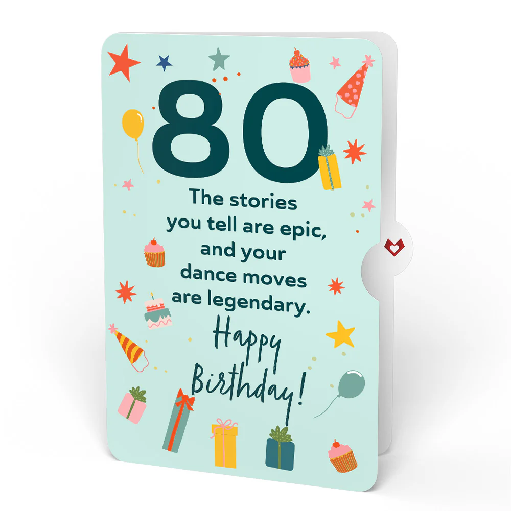 Happy 80th Birthday Balloons Music and Lights Pop-Up Card and Sentiment Set - Image 4