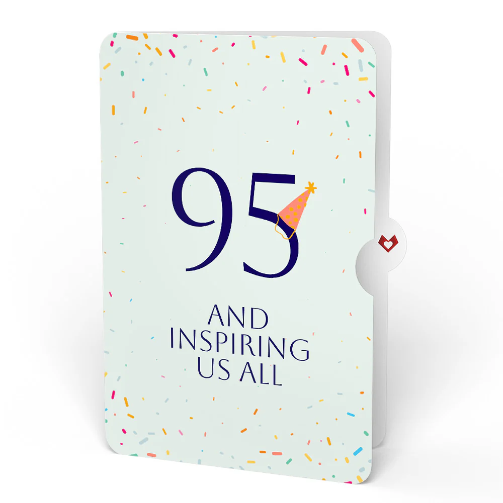 Happy 95th Birthday Balloons Music and Lights Pop-Up Card and Party Hat Sentiment Set - Image 4